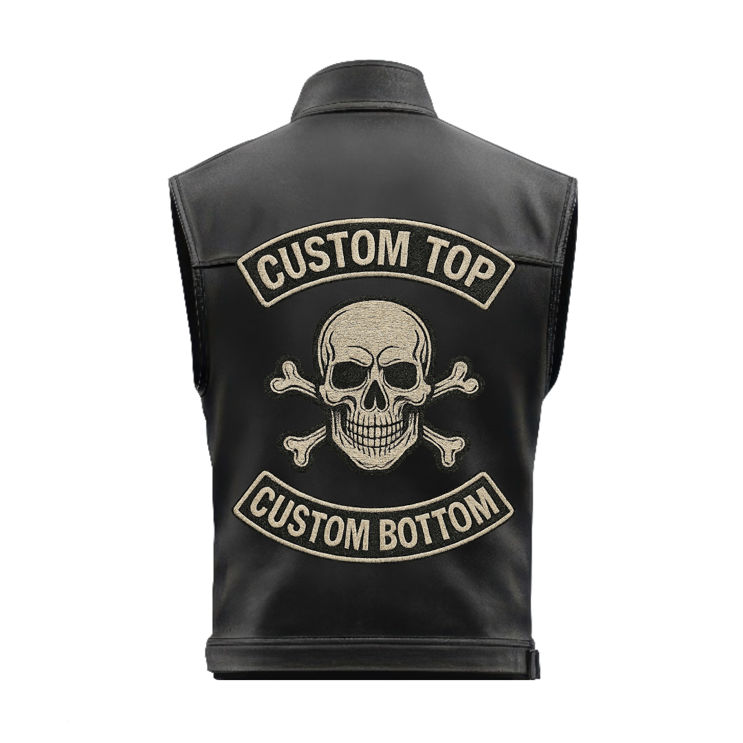 Skull & Crossbones Custom Leather Biker Vest
