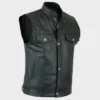 Classic Black Leather Biker Vest