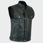 Classic Black Leather Biker Vest