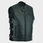Tactical Black Leather Biker Vest
