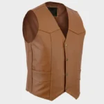 Tan Brown Vintage Motorcycle Leather Vest