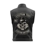 Cigar Skull Emblem Custom Leather Biker Vest