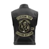 Custom Leather Biker Vest – Embroidered Emblem Back