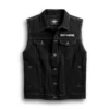 Harley Davidson Black Denim Vest with Embroidered Eagle