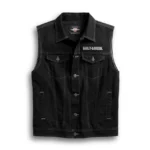 Harley Davidson Black Denim Vest with Embroidered Eagle