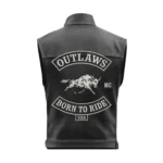 Premium Outlaw Biker Leather Vest | Born to Ride Bull Embroidered Patch