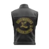 The Road Warrior Biker Vest | Freedom Forever Gold Embroidered Leather