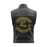 The Road Warrior Biker Vest | Freedom Forever Gold Embroidered Leather
