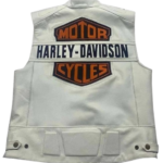 Harley-Davidson White Leather Biker Vest with Bar & Shield Back Patch