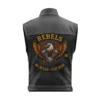 Rebels MC No Rules Just Ride Leather Biker Vest with Eagle Engine Patch