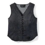 Harley-Davidson Women’s Black Denim Lace-Up Biker Vest
