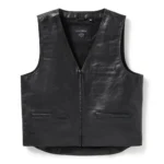 Harley-Davidson Black Leather Look Biker Vest with Embossed Bar & Shield Logo