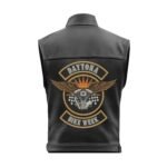 Daytona Bike Week Leather Biker Vest with Winged Engine Embroidered Patch