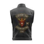 Custom MC Leather Biker Vest With Embroidered Patch
