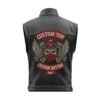 Custom Red & Silver Skull Leather Biker Vest