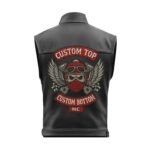 Custom Red & Silver Skull Leather Biker Vest