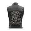 Custom MC Leather Biker Vest With Silver Skull Patch