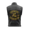 Custom Gold Biker Vest With Embroidered Club Patch