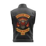 Custom Leather Biker Vest with 3 Piece Patch Set