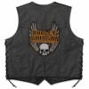 Leather Biker Vest with Harley-Davidson Patches