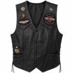 Braided Leather Vest with Route 66 HOG Patches