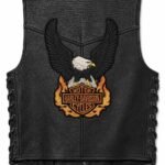 Leather Vest with Eagle Harley-Davidson Patch